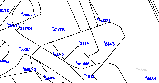 Parcela st. 244/4 v KÚ Blansko, Katastrální mapa