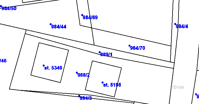 Parcela st. 989/1 v KÚ Blansko, Katastrální mapa