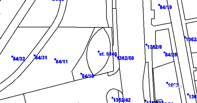 Parcela st. 5146 v KÚ Blansko, Katastrální mapa