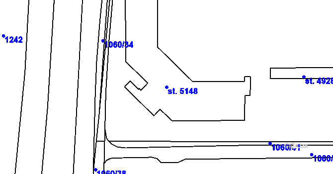 Parcela st. 5148 v KÚ Blansko, Katastrální mapa