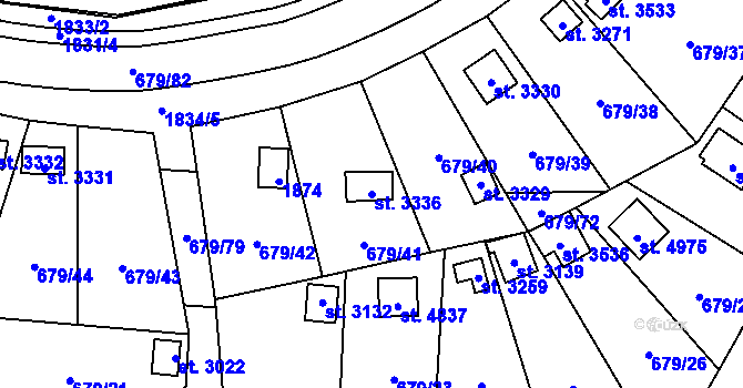 Parcela st. 3336 v KÚ Blansko, Katastrální mapa