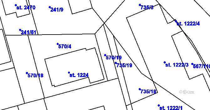 Parcela st. 570/19 v KÚ Blansko, Katastrální mapa