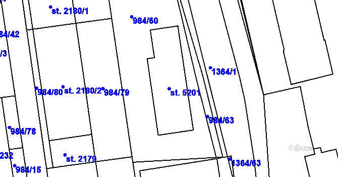 Parcela st. 5201 v KÚ Blansko, Katastrální mapa