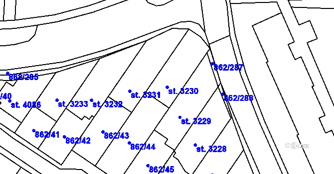 Parcela st. 3230 v KÚ Blansko, Katastrální mapa