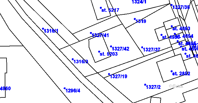 Parcela st. 5203 v KÚ Blansko, Katastrální mapa