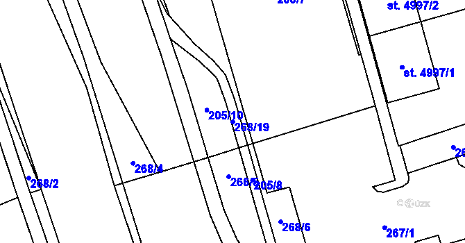 Parcela st. 268/19 v KÚ Blansko, Katastrální mapa