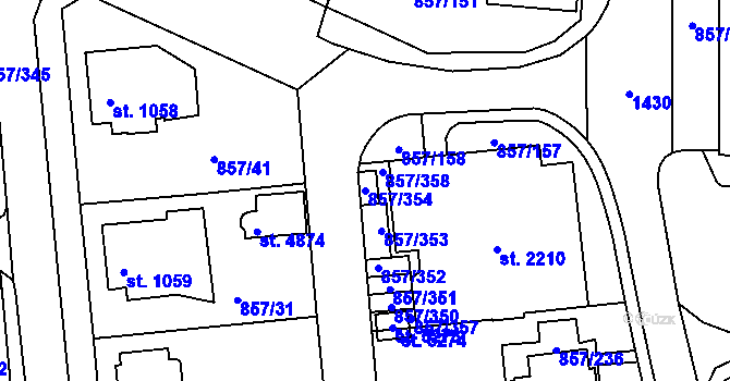 Parcela st. 857/354 v KÚ Blansko, Katastrální mapa