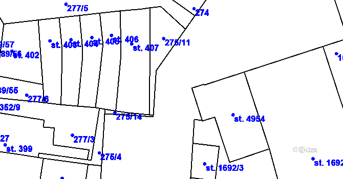 Parcela st. 275/15 v KÚ Blansko, Katastrální mapa