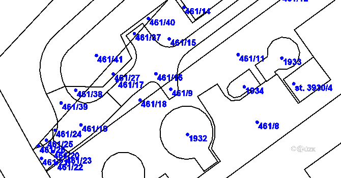 Parcela st. 461/9 v KÚ Blansko, Katastrální mapa