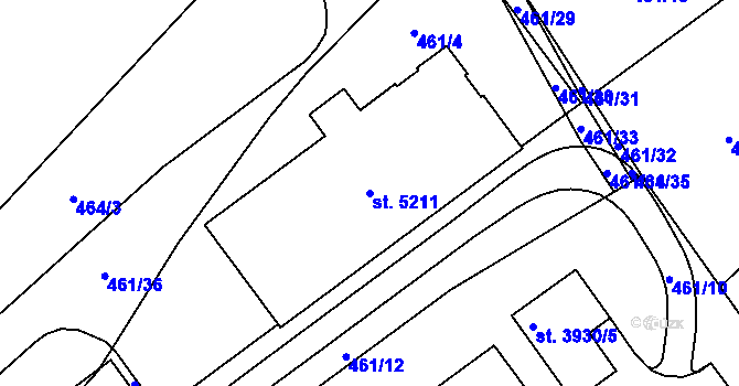 Parcela st. 5211 v KÚ Blansko, Katastrální mapa