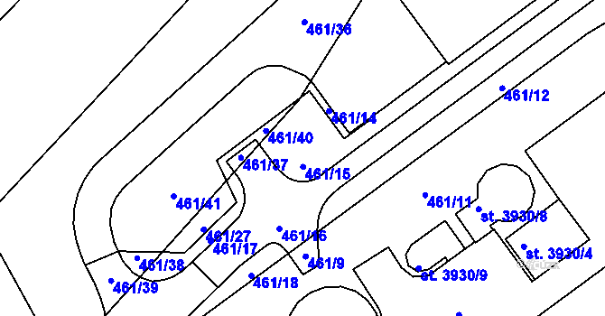 Parcela st. 461/15 v KÚ Blansko, Katastrální mapa