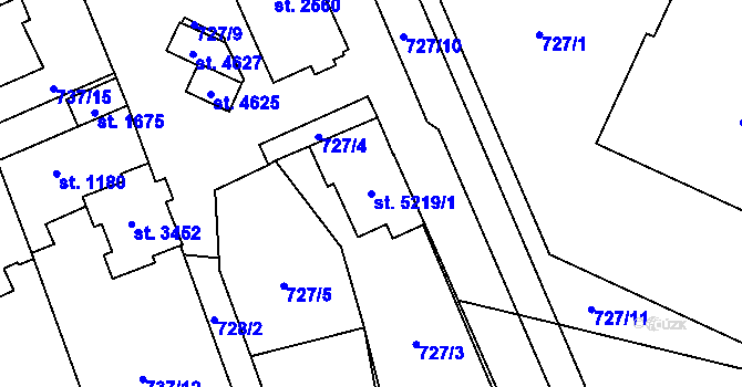 Parcela st. 5219/1 v KÚ Blansko, Katastrální mapa