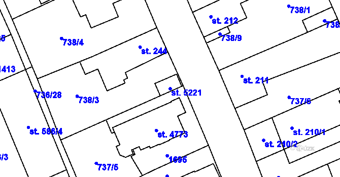 Parcela st. 5221 v KÚ Blansko, Katastrální mapa