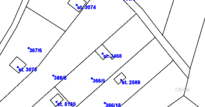 Parcela st. 3468 v KÚ Blansko, Katastrální mapa