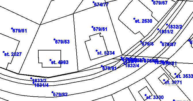 Parcela st. 5234 v KÚ Blansko, Katastrální mapa