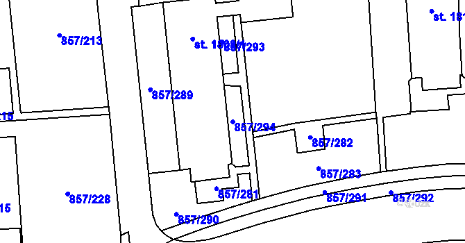 Parcela st. 857/294 v KÚ Blansko, Katastrální mapa