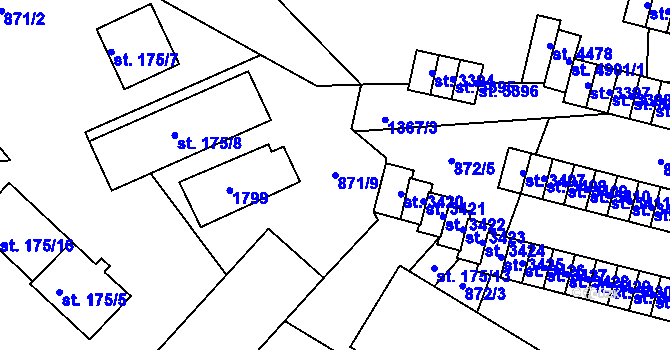 Parcela st. 871/9 v KÚ Blansko, Katastrální mapa