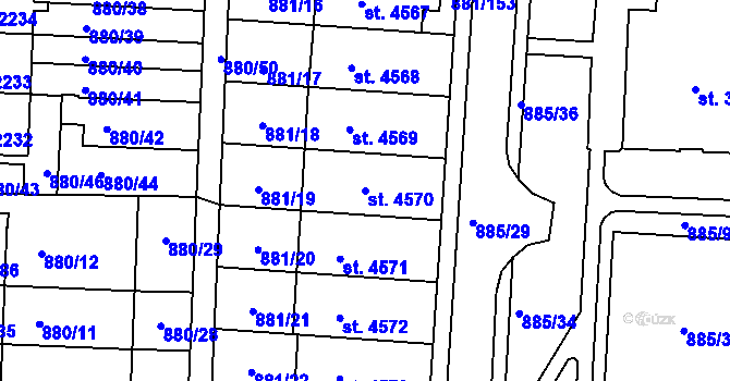 Parcela st. 4570 v KÚ Blansko, Katastrální mapa