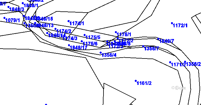 Parcela st. 1356/4 v KÚ Blansko, Katastrální mapa