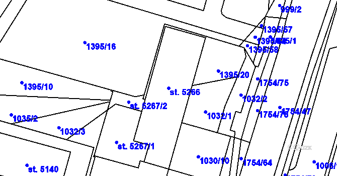 Parcela st. 5266 v KÚ Blansko, Katastrální mapa
