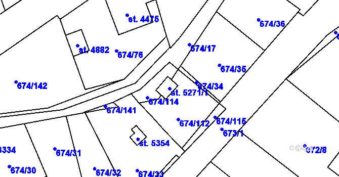 Parcela st. 5271/1 v KÚ Blansko, Katastrální mapa