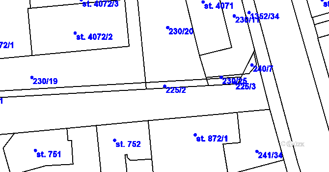 Parcela st. 225/2 v KÚ Blansko, Katastrální mapa