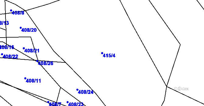 Parcela st. 415/4 v KÚ Blansko, Katastrální mapa