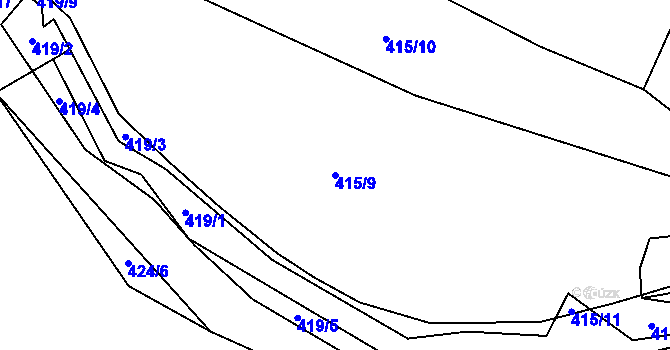 Parcela st. 415/9 v KÚ Blansko, Katastrální mapa
