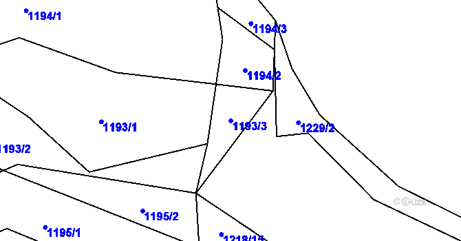 Parcela st. 1193/3 v KÚ Blansko, Katastrální mapa