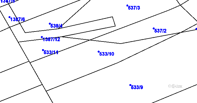 Parcela st. 533/10 v KÚ Blansko, Katastrální mapa