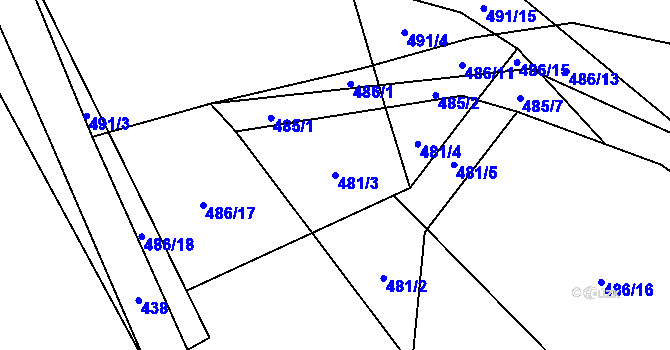 Parcela st. 481/3 v KÚ Blansko, Katastrální mapa