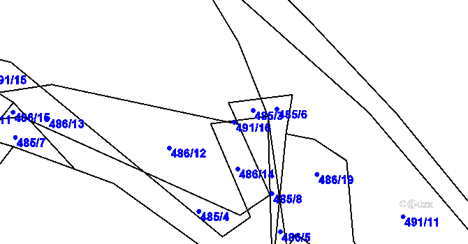 Parcela st. 491/16 v KÚ Blansko, Katastrální mapa