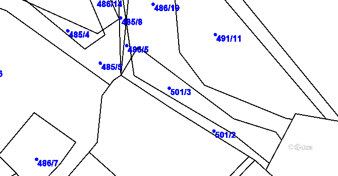 Parcela st. 501/3 v KÚ Blansko, Katastrální mapa