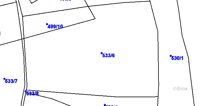 Parcela st. 533/6 v KÚ Blansko, Katastrální mapa