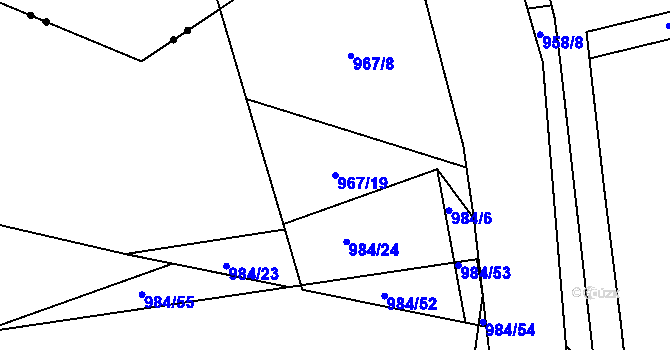 Parcela st. 967/19 v KÚ Blansko, Katastrální mapa