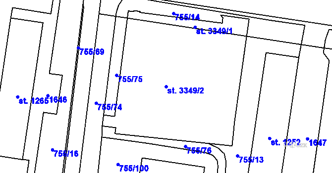 Parcela st. 3349/2 v KÚ Blansko, Katastrální mapa