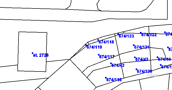 Parcela st. 674/119 v KÚ Blansko, Katastrální mapa