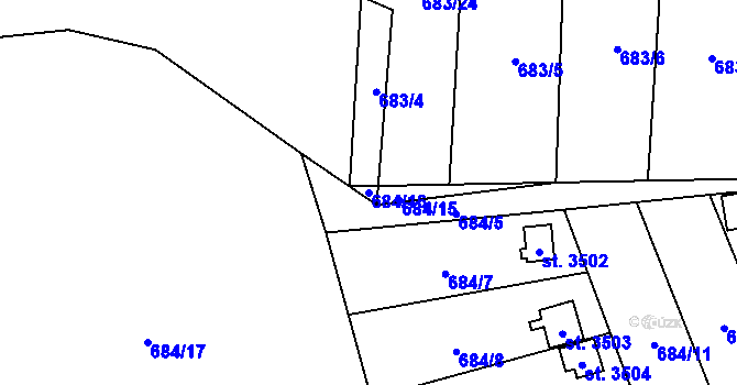 Parcela st. 684/16 v KÚ Blansko, Katastrální mapa