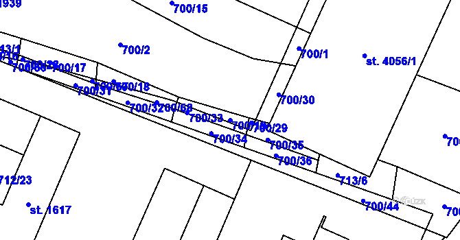 Parcela st. 700/19 v KÚ Blansko, Katastrální mapa