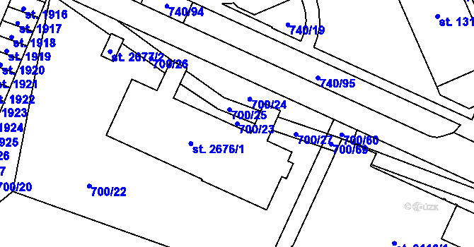 Parcela st. 700/23 v KÚ Blansko, Katastrální mapa