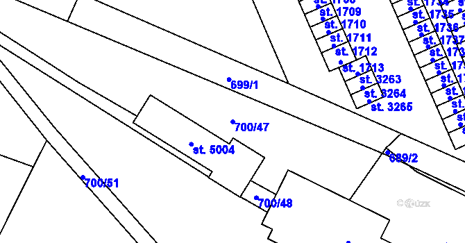Parcela st. 700/47 v KÚ Blansko, Katastrální mapa