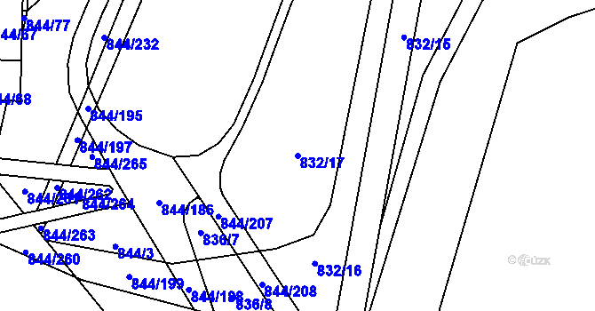 Parcela st. 832/17 v KÚ Blansko, Katastrální mapa