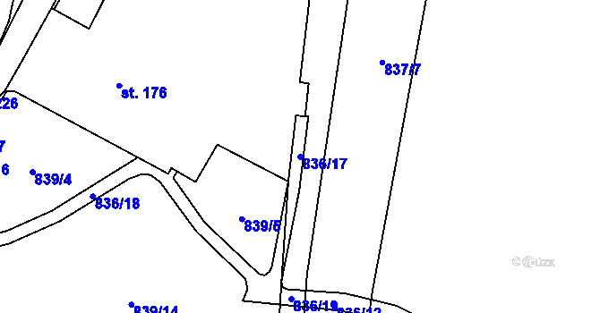 Parcela st. 836/17 v KÚ Blansko, Katastrální mapa