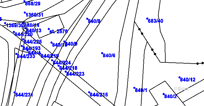 Parcela st. 840/6 v KÚ Blansko, Katastrální mapa