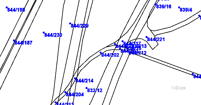 Parcela st. 844/202 v KÚ Blansko, Katastrální mapa