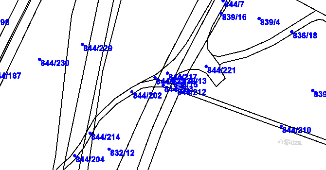 Parcela st. 844/203 v KÚ Blansko, Katastrální mapa