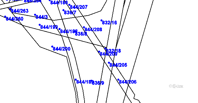 Parcela st. 844/209 v KÚ Blansko, Katastrální mapa