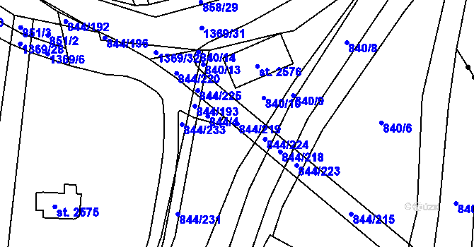 Parcela st. 844/219 v KÚ Blansko, Katastrální mapa