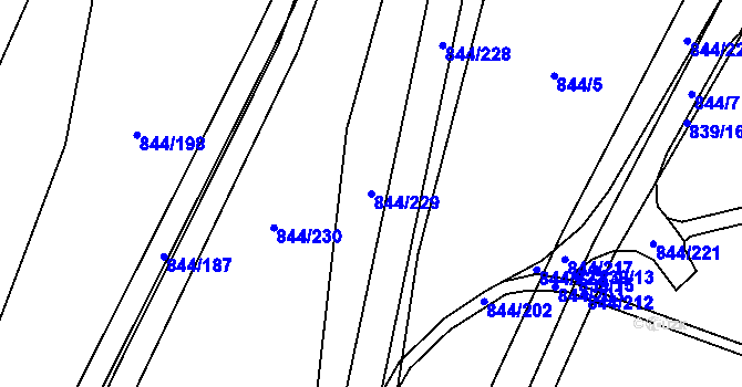 Parcela st. 844/229 v KÚ Blansko, Katastrální mapa