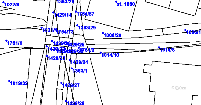 Parcela st. 1014/10 v KÚ Blansko, Katastrální mapa